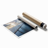 Vibrant rolled print showcasing a serene landscape with a bridge, perfect for home decor, featuring rich colors and intricate details in a sturdy protective tube.