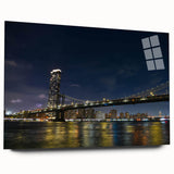 Acrylic glass wall art collection showcasing a vibrant landscape bridge design, viewed from the side without pins. Perfect for modern home decor and art lovers.