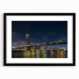 Framed wall art featuring a black-matted landscape design with a bridge, ideal for modern home decor. The artwork showcases serene natural scenery and intricate detailing, perfect for enhancing living spaces.