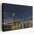 Stretched canvas wall art showcasing a vibrant landscape bridge design, featuring vivid colors and intricate details, ideal for home decor and modern interiors.