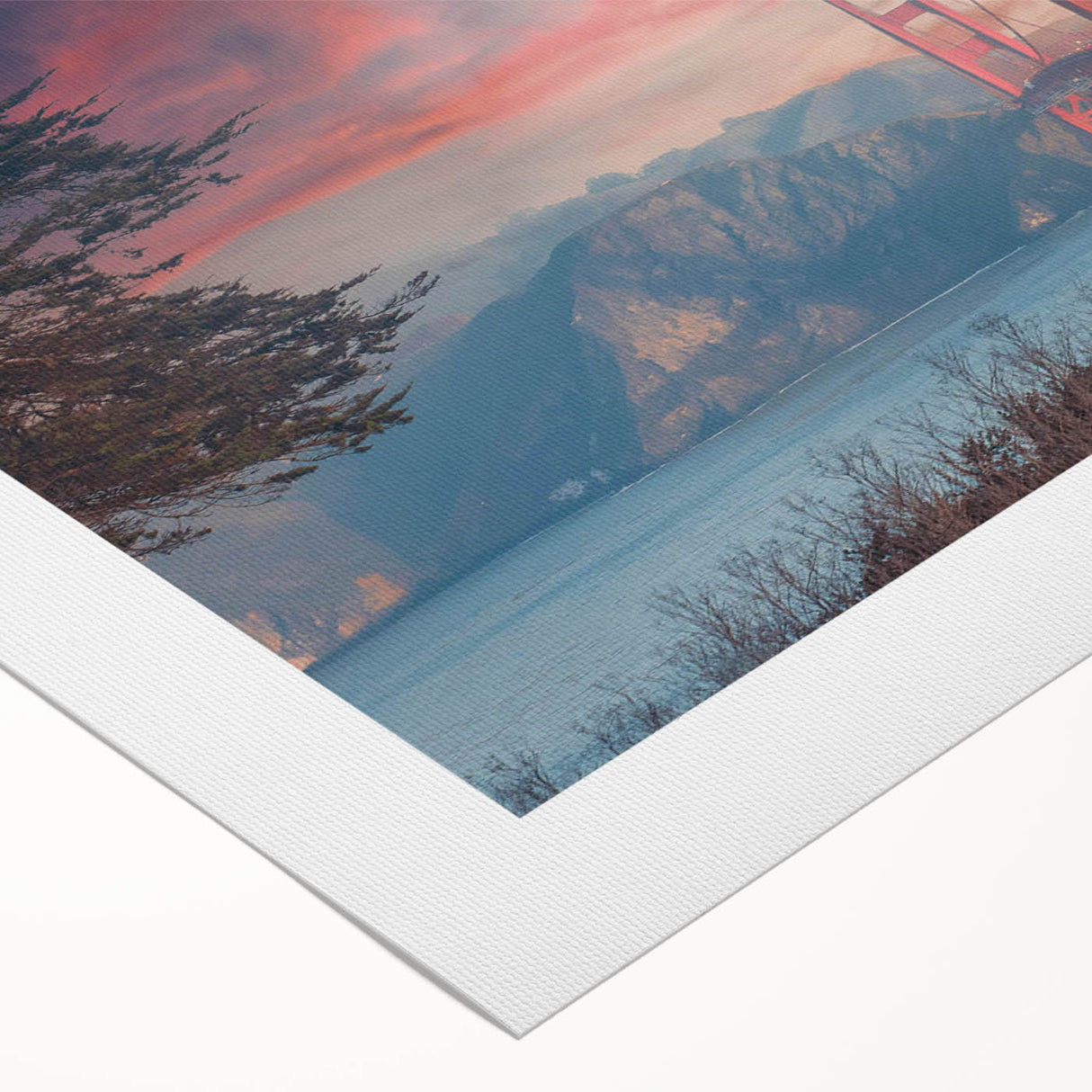 Rolled canvas artwork showcasing a vibrant landscape bridge design, featuring lush greenery and a serene river, ideal for modern home decor.
