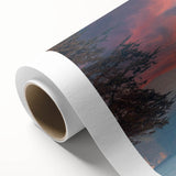 Rolled canvas wall art showcasing a stunning landscape bridge design in vibrant colors, ideal for home decor. Packaged securely in a protective cardboard tube.