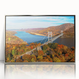 Framed acrylic wall art showcasing a contemporary landscape design with a silver finish, perfect for modern home decor. This piece enhances any living space with its vibrant colors and artistic appeal.