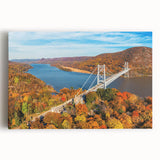 Stretched canvas wall art showcasing a serene landscape with a bridge, featuring vibrant colors and intricate details, perfect for home décor enhancement.