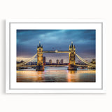 Framed landscape bridge wall art collection with a white mat, showcasing a serene outdoor scene. Ideal for modern home decor, enhancing any living space.