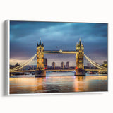 Framed canvas wall art featuring a serene landscape bridge design, showcasing vibrant colors and intricate details, ideal for modern home decor.