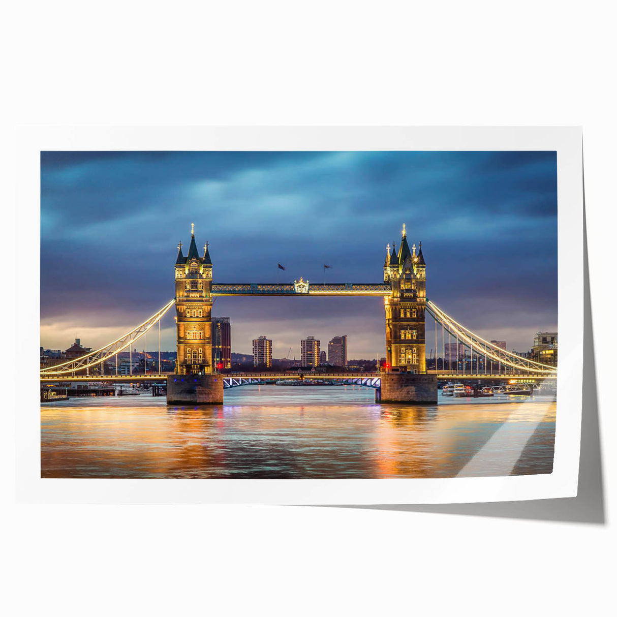 Stunning rolled print of a vibrant landscape featuring a modern bridge design, showcasing rich colors and intricate details, perfect for home décor.