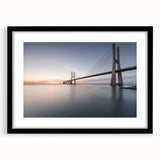 Black-framed wall art showcasing a stunning landscape bridge design, featuring vibrant colors and intricate details, perfect for enhancing modern home decor.
