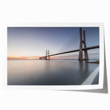 Vibrant wall art showcasing a serene landscape bridge scene, printed on high-quality canvas, ideal for home decor or office spaces. The rolled print emphasizes intricate details and rich colors, perfect for enhancing any interior design.