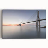 Stretched canvas wall art showcasing a picturesque landscape with a serene bridge over water, ideal for enhancing home decor with nature-inspired elegance.