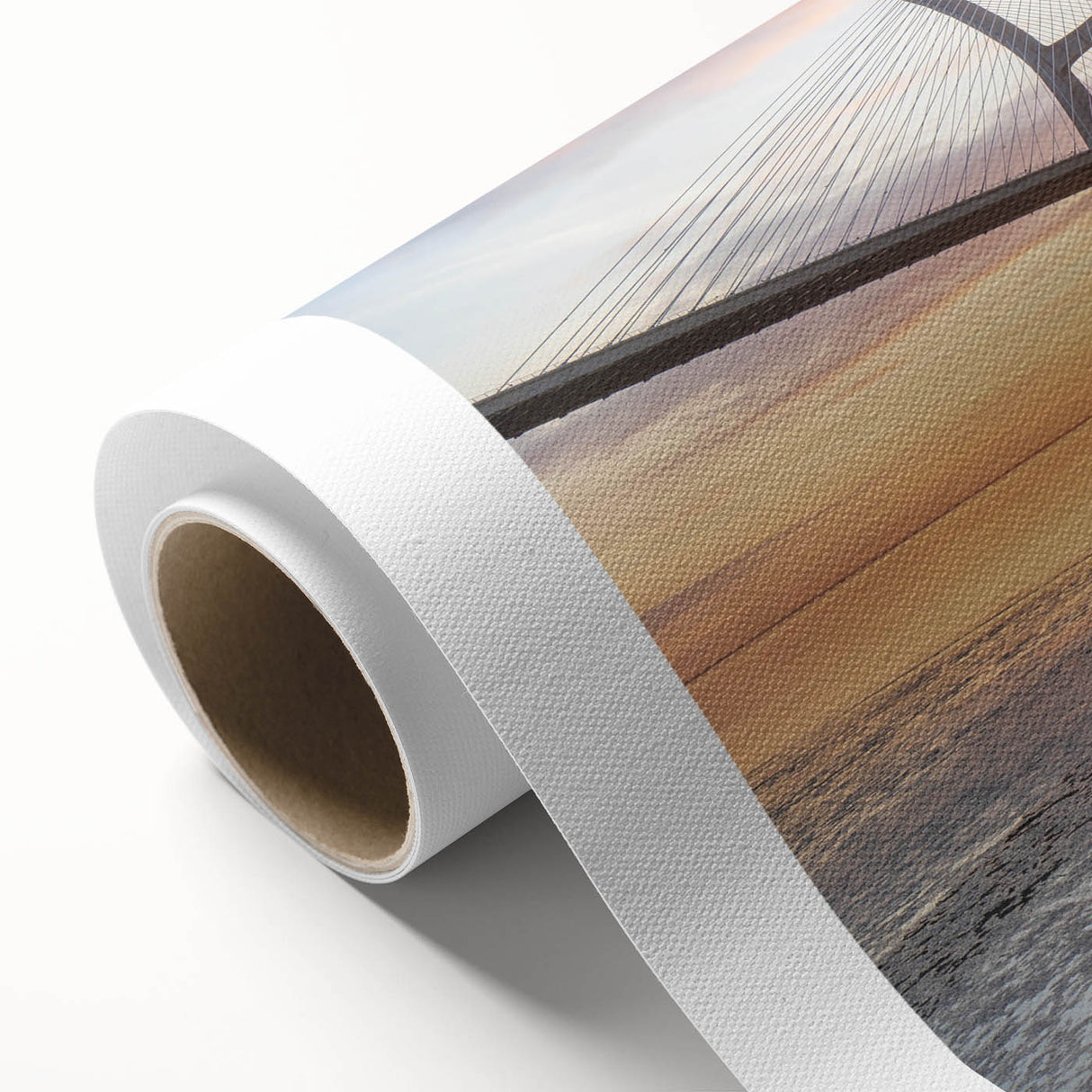 Rolled canvas wall art showcasing a stunning landscape bridge design, featuring vibrant colors and intricate details, perfect for home decor and enhancing living spaces.