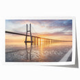 Vibrant rolled art print showcasing a serene landscape with a bridge, ideal for home decor, featuring soothing colors and a modern design aesthetic.