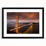Framed wall art featuring a scenic landscape with a bridge design, presented in a sleek black frame with a mat, ideal for enhancing home décor and inspiration.
