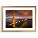 Elegant gold-framed wall art featuring a stunning landscape bridge design, showcasing vibrant colors and intricate details, perfect for home decor and enhancing interior spaces.
