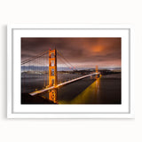 Framed wall art featuring a serene landscape bridge design, presented in a sleek white matting and frame, perfect for enhancing modern home decor.