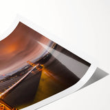 Vibrant rolled print of a serene landscape featuring a bridge over a tranquil river, ideal for home decor and art enthusiasts. Perfect for creating a calming atmosphere in any space.