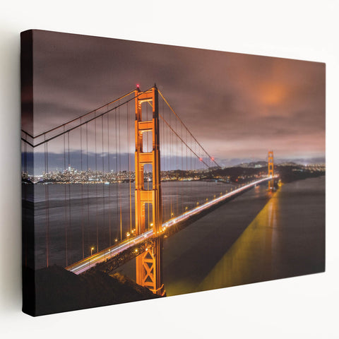 Stretched canvas wall art showcasing a vibrant landscape bridge scene, featuring lush greenery and a serene river, perfect for home decor enthusiasts.