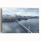 Stretched canvas wall art showcasing a vibrant landscape with a bridge, featuring rich colors and intricate details, perfect for home decor enhancement.