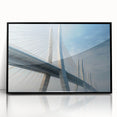 Framed acrylic wall art featuring a modern landscape of bridges, showcasing vibrant colors and intricate details, ideal for contemporary home decor.
