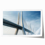 Colorful rolled canvas print showcasing a vibrant landscape design with a bridge, ideal for home decor. Packaged securely in a durable cardboard tube for safe delivery.
