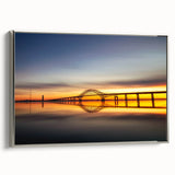Framed canvas wall art collection showcasing a serene landscape bridge design in silver, perfect for enhancing modern home decor with elegance and tranquility.
