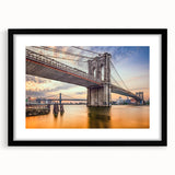 Framed black wall art featuring a stunning landscape bridge design, elegantly matted, ideal for modern home decor and interior design aesthetics.