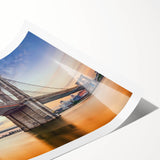 Rolled print showcasing a stunning landscape bridge design in vibrant colors, perfect for home decor, rolled and ready for framing, highlighting natural beauty.