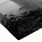 Close-up of a stretched canvas wall art piece showcasing a vibrant landscape bridge design, featuring rich colors and intricate details, ideal for modern decor.