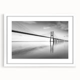 Framed wall art showcasing a captivating landscape bridge design with a white mat, perfect for home decor, enhancing interiors with artistic elegance.