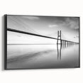Framed canvas wall art showcasing a scenic landscape with a bridge, featuring vibrant colors and a modern design, perfect for enhancing home decor aesthetics.