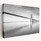 Stretched canvas artwork showcasing a vibrant landscape with a bridge, featuring rich colors and intricate details, ideal for home decor or art collection.