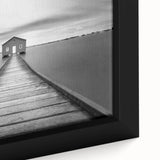 Close-up of a framed canvas showcasing a vibrant landscape bridge design, featuring rich colors and intricate details, ideal for modern home decor.