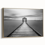 Framed canvas wall art showcasing a stunning landscape with a bridge, featuring a gold frame and vibrant colors, perfect for enhancing home décor.
