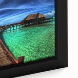 Framed canvas wall art showcasing a vibrant landscape bridge design, featuring rich colors and intricate details, perfect for home decor enhancement.