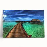 Stretched canvas artwork showcasing a stunning landscape bridge design, featuring vibrant colors and intricate details, ideal for enhancing home decor.