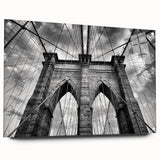 Acrylic glass wall art collection featuring a side view of a landscape and bridge design, showcased with decorative pins against a white background. Perfect for modern home decor.