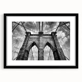 Framed wall art collection featuring a scenic landscape design with bridges, set in a sleek black frame with a mat, perfect for modern home decor.