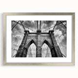 Framed landscape wall art collection showcasing a silver mat and elegant bridge design, perfect for enhancing modern home decor with a touch of sophistication.