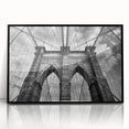 Framed acrylic wall art featuring a scenic landscape with a bridge design, presented in a sleek black frame. Ideal for modern home decor, enhancing any living space.