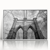Framed acrylic wall art showcasing a stunning landscape bridge design, featuring vibrant colors and intricate details, perfect for modern home decor.