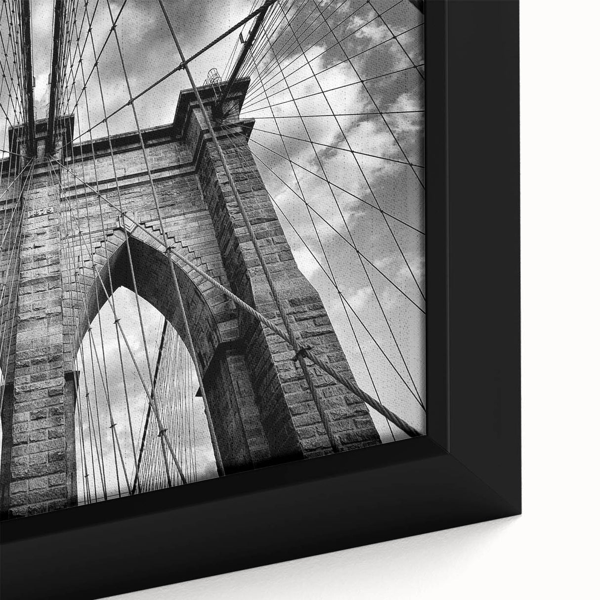 Framed canvas wall art showcasing a vibrant landscape with a bridge, highlighting intricate details and rich colors, perfect for home decor enhancement.