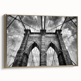 Framed canvas wall art showcasing a stunning landscape bridge design, featuring gold accents and a side view, perfect for enhancing modern home decor.