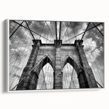 Framed canvas wall art showcasing a serene landscape with a bridge, featuring natural colors and a white frame, ideal for home decor and enhancing interior aesthetics.