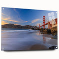 Acrylic wall art featuring a vibrant landscape with a bridge design, displayed from a side view, showcasing bright colors and intricate details, perfect for home decor.