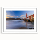 Framed wall art showcasing a serene landscape bridge design with a white mat, perfect for home decor. Ideal for adding elegance and tranquility to any room.