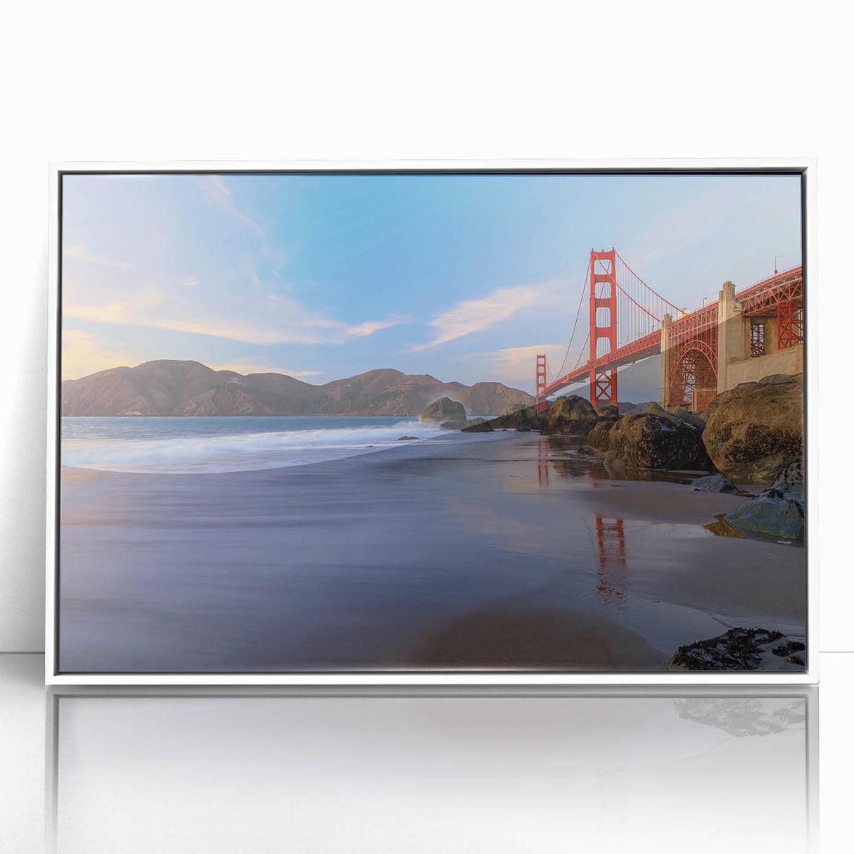 Framed acrylic wall art showcasing a stunning landscape bridge design, featuring vibrant colors and intricate details, perfect for enhancing home decor.