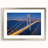 Framed wall art featuring a serene landscape bridge design in silver with a mat, ideal for home decor. The artwork showcases vibrant colors and intricate details, enhancing any living space.