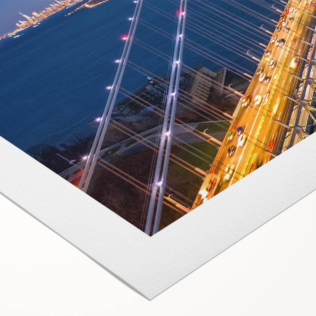 Vibrant rolled canvas wall art showcasing a serene landscape with a bridge, rich colors, and intricate details, perfect for home decor and artistic ambiance.