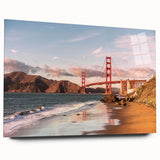 Acrylic glass wall art showcasing a stunning landscape bridge design, featuring vibrant colors and intricate details, perfect for modern home decor.