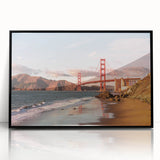 Framed wall art featuring a serene landscape with a bridge, showcased in a sleek black frame, perfect for enhancing home decor and creating a tranquil atmosphere.